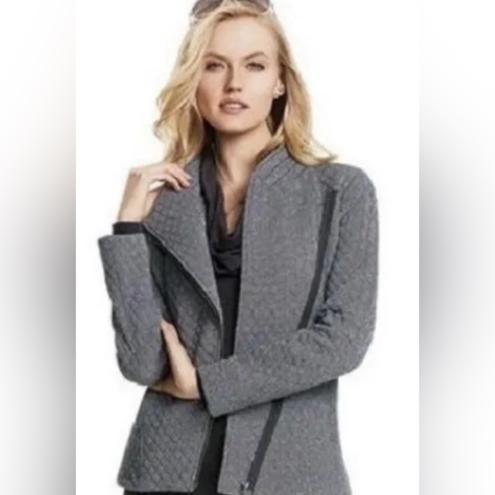 Cabi Quilted Herringbone‎ Asymmetrical moto jacket Size S